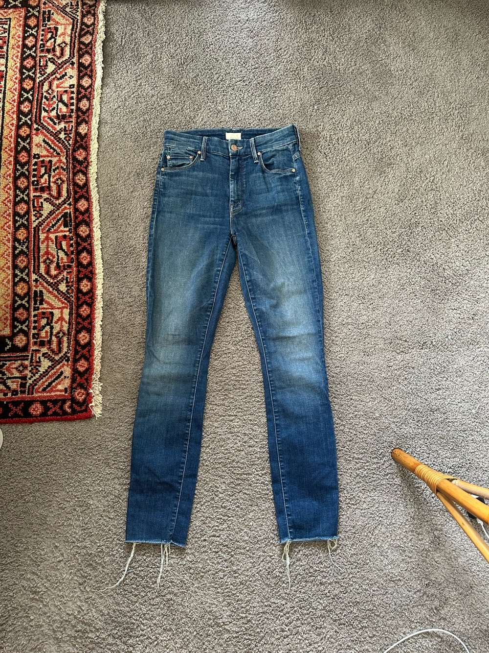 MOTHER High Waisted Looker Ankle Fray Jeans